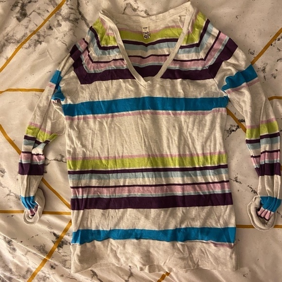 🔴 TNA Multi Coloured V Neck Thin Sweater - Picture 1 of 3